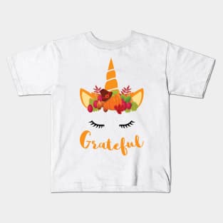 Unicorn Thanksgiving Women and Toddler Fall T-Shirt Grateful Kids T-Shirt